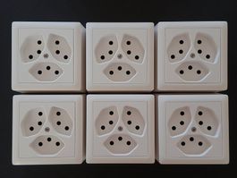 Hager Kallysto Steckdosen 3x T13 Aufputz Weiss 6 Stk.