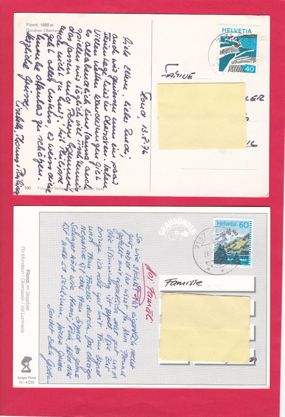 Cartes postales: 2 Ansichtskarten Flond – D'occasion à Oberhelfenschwil par splugaverde 1