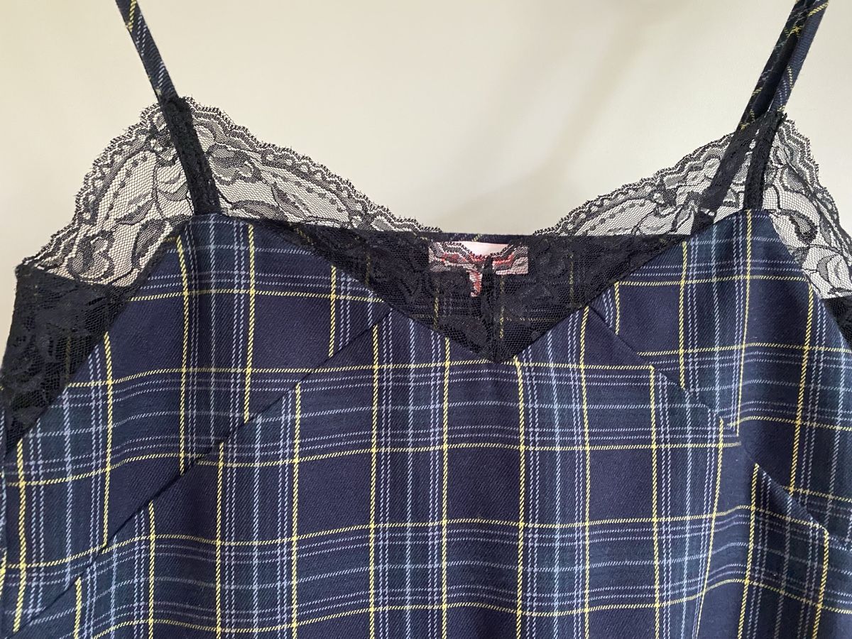 Top: Schickes Top Gr. L kariert mit Spitze re:named – Nuovo (secondo la descrizione) da Hünenberg venduto da a.u.849 1