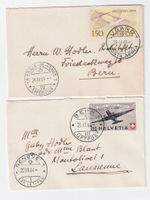 Flugpost Bern-Genf 20.9.44, Lugano-La Chaux-de-Fonds 28.4.49