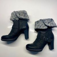 Schwarze Winterstiefeletten mit Absatz, Grösse 39
