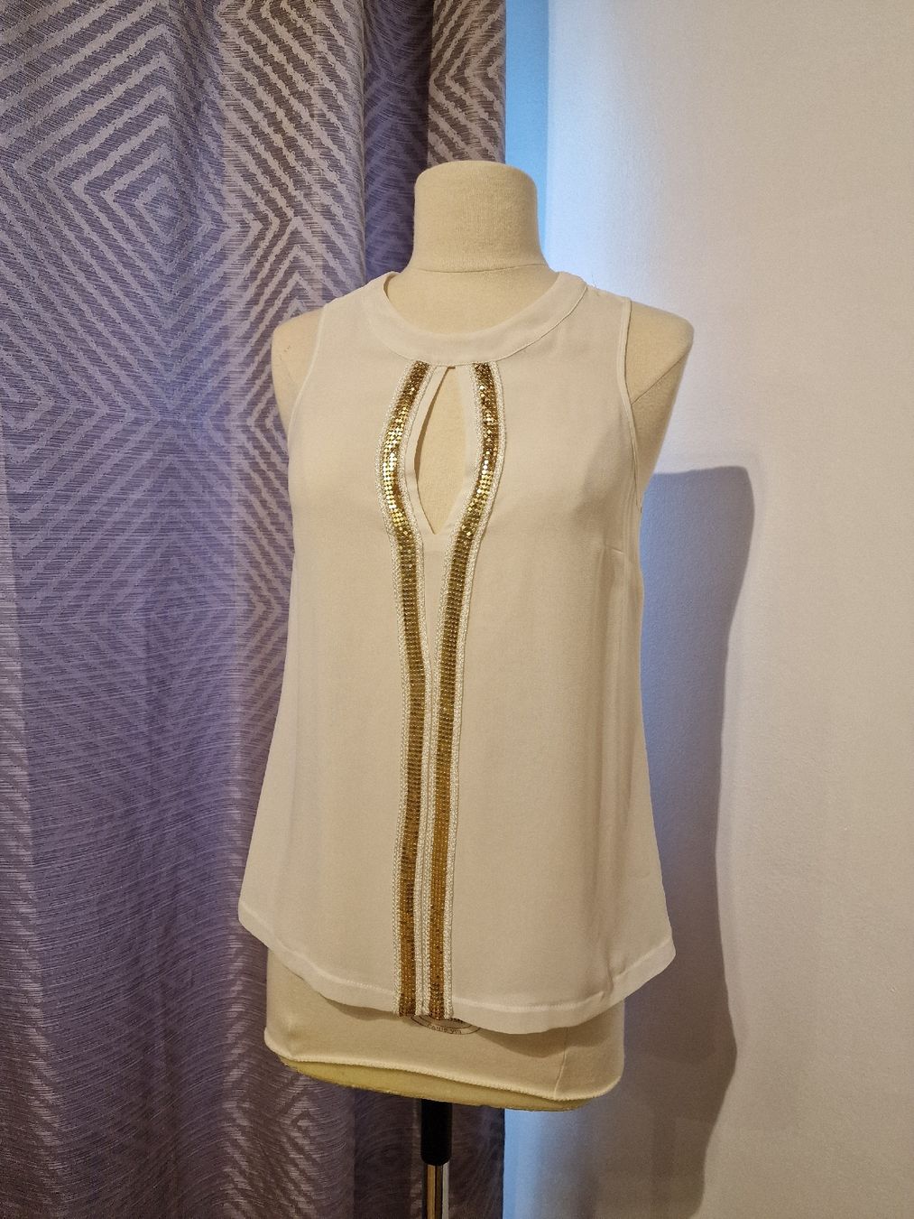 Morgan Camicette: Haut blanc et doré Morgan - taille 36 – Usato da Perly venduto da dayna_46 1