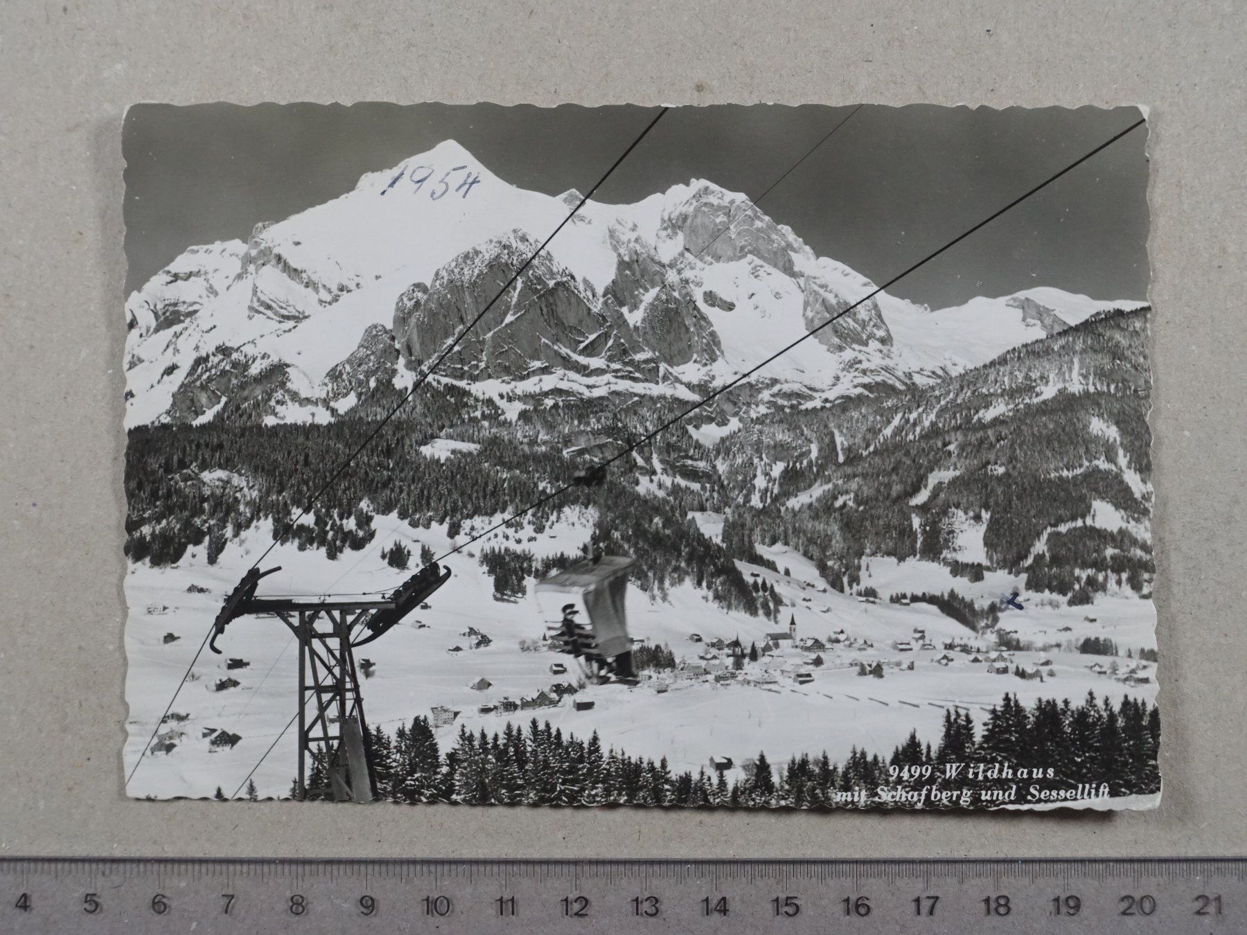 Cartoline postali: Wildhaus, Schafberg, Sessellift, 1954 – Usato da Lenzburg venduto da fh1