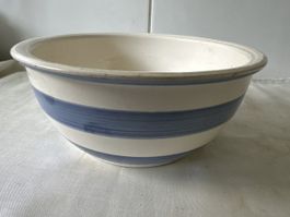 Keramikschüssel, blau-weiss gestreift, Durchmesser 19,5 cm