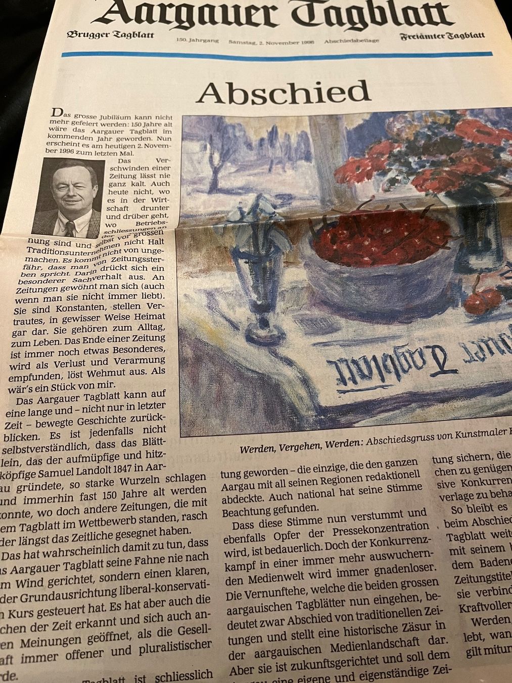 Riviste & Magazine: Aargauer Tagblatt/ letzte Ausgabe 2.Nov.1996 – Usato da hunzenschwil venduto da Oldipark