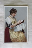 Appenzellerin am Stickrahmen, Sonntags-Tracht, Schmuck