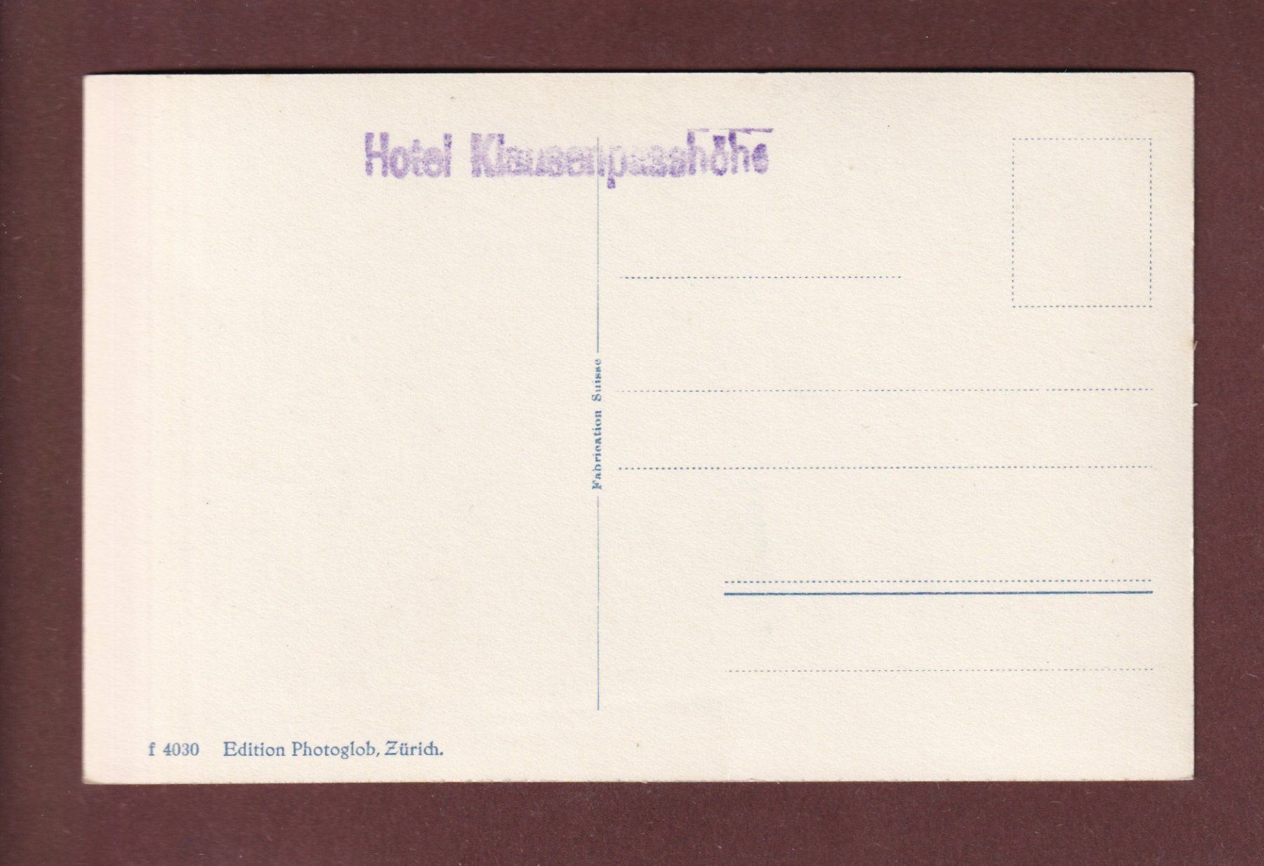 Cartoline postali: KLAUSENSTRASSE - Vogelschau – Usato da Pully venduto da nicecards-shop 1