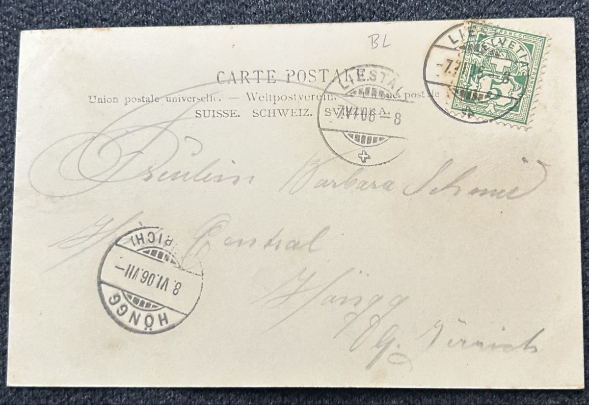 Cartoline postali: Gruss aus Liestal Bahnhof 1906 – Usato da Horw venduto da Tellbub 1