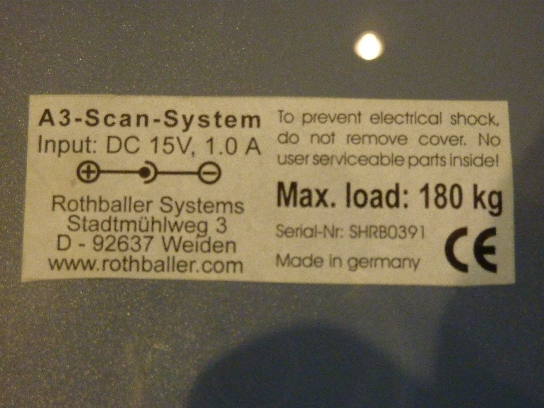 Scanner: A3 Scan-System Rothballer Systems Made in Germany – Difettoso da Bonaduz venduto da Mikebond