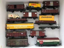 Sammelsurium 13x Güterwagen SBB/DB/DR/SJ/BLS