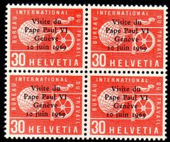 VISITE DU PAPE PAUL VI GENEVE 10 JUIN 1969 4ERBLOCK ** -OL1O