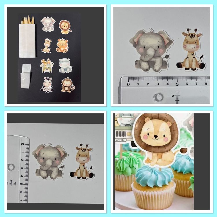 Süsse Safari Cupcake-Topper, 24 Stück, je 3 pro Tier (Neu (gemäss ...