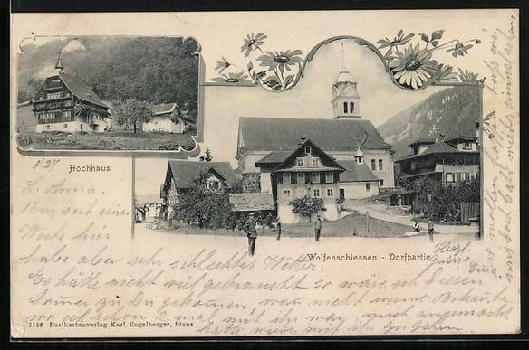 Ansichtskarten: Wolfenschiessen, Höchhaus, Ortspartie m – Gebraucht aus Berlin von bartko-reher