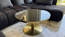 Couchtisch rund kupferfarben Ø80  Beistelltisch Glas