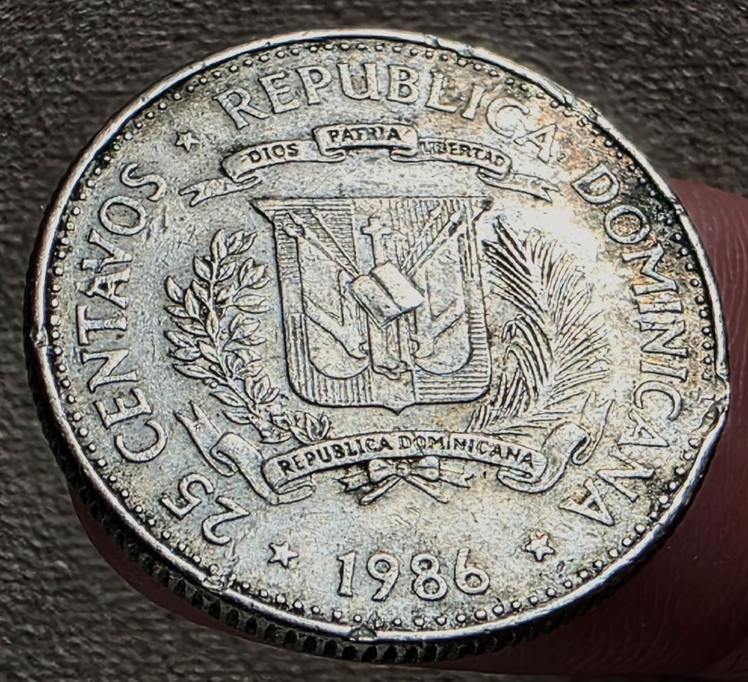 Tutti le monete: DOMINIKANISCHE REP. 25 CENTAVOS 1986 – Usato da Winterthur venduto da Creso70 1