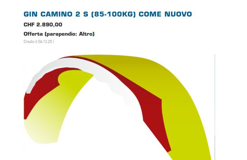 Gin Sport dell'aria & Aquiloni: GIN Camino 2 S 25 stunden. – Usato da Brissago venduto da Ozonski 6