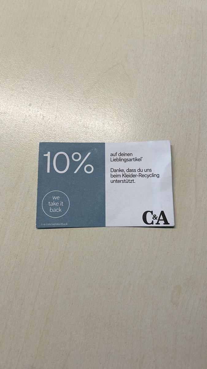 C&A Buoni: C&A Gutschein 10% Rabatt – Nuovo (secondo la descrizione) da Neuenkirch venduto da balani