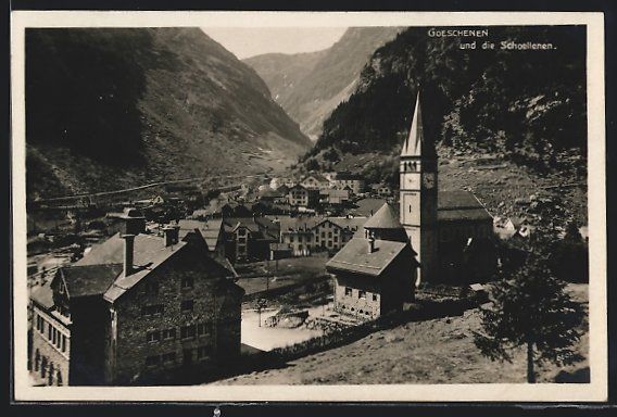 Cartoline postali: Goeschenen, Ortsansicht in den Schoellen – Usato da Berlin venduto da bartko-reher