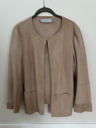 CAPELINI Wildlederjacke, ungefüttert, beige und neuwertig