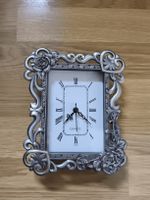 Decorative Quartz Clock Silver Frame Floral Design