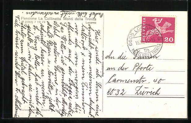 Cartoline postali: Locarno, Pensione La Collinetta Monti de – Usato da Berlin venduto da bartko-reher 1
