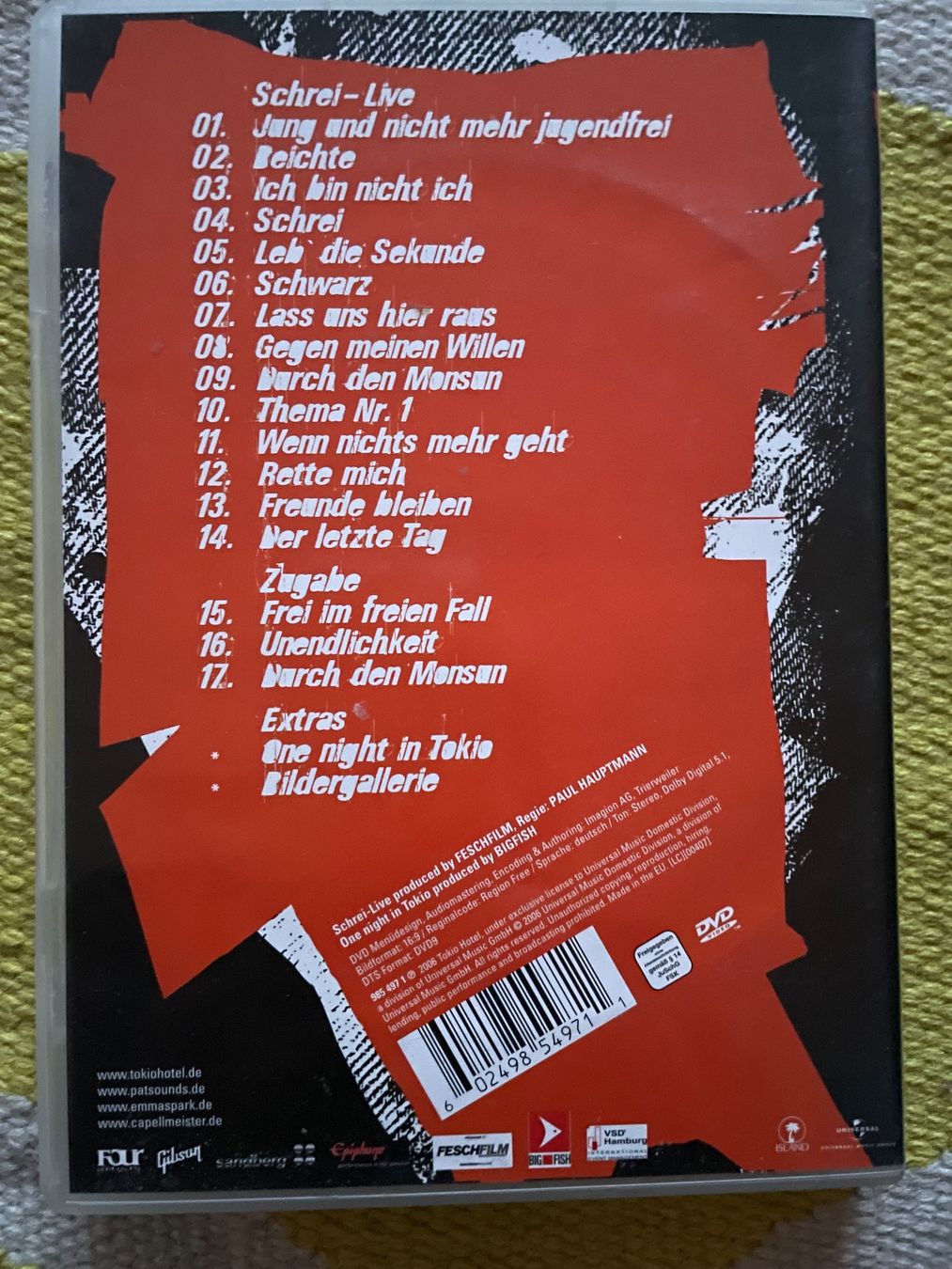 Alle DVDs: TOKIO HOTEL-DVD SCHREI LIVE – Gebraucht aus Rorschacherberg von CD-Roli 1