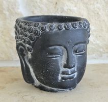 Buddha Kopf Topf schwarz Zustand gut 