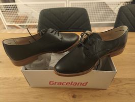 Damen Schnürschuhe schwarz neu