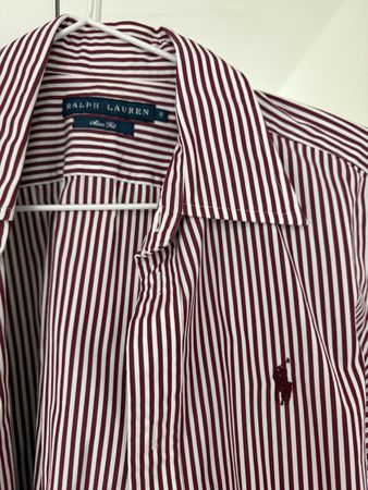 Camicia Ralph Lauren a righe bordeaux e bianche, tg. 8!