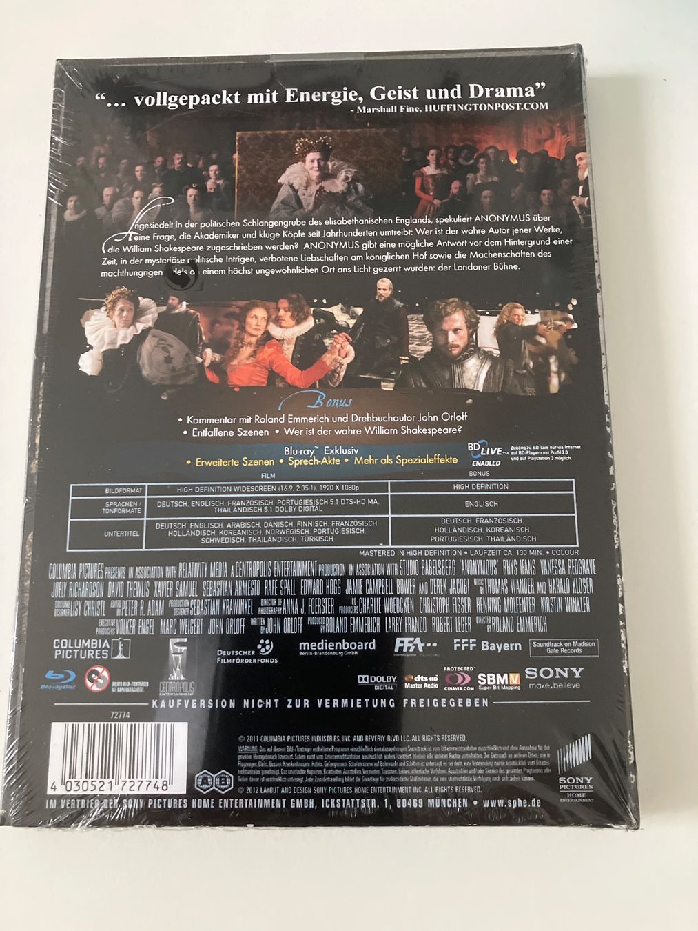 Tutti i DVDs: Anonymus - Blu-ray Digibook neu – Nuovo e nell'imballaggio originale da Arbon venduto da Sugofresser 1