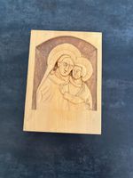 Ancienne Sculpture Bas-relief bois Vierge à l'Enfant