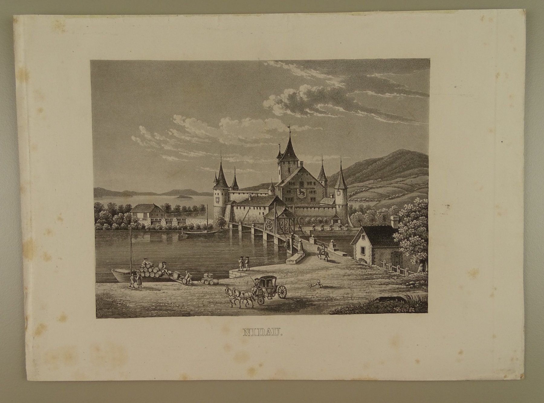 Incisioni: NIDAU, AQUATINTA 1857 – Usato da Grüningen venduto da Kartensammler 1