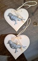 Lot 2 coeurs suspendus bois & métal Shabby Chic 