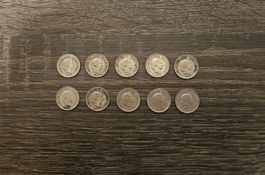 Pièces 5 Centimes Confédération Suisse 1938-1950.