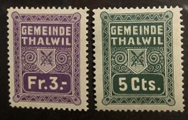 Fiskalmarken Gemeinde Thalwil Fr. 3 und 5 Cts. 