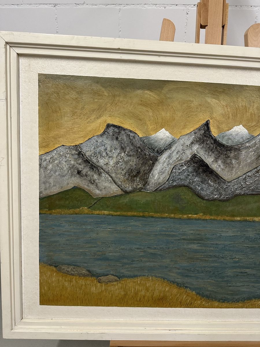 Dipinti: Grosses Gemälde Alpenlandschaft mit See E. Burri 85   – Usato da Ebikon venduto da Gaenggeliwaar 5