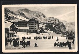 AK Wengen, Ortsansicht mit Eisfeld, 1913