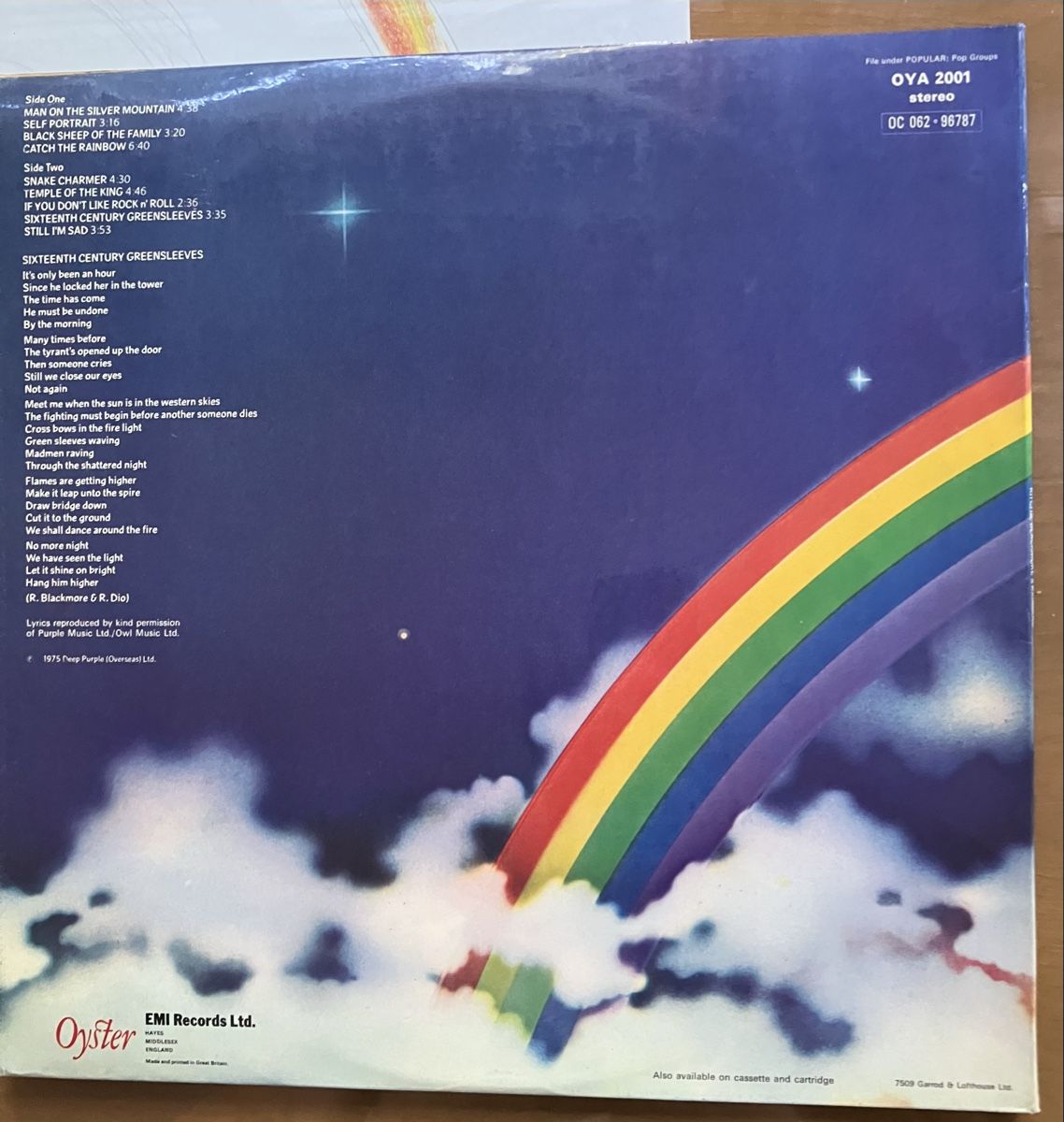 Dischi in vinile: Ritchie Blackmore's Rainbow UK Oyster LP OYA 2001  – Nuovo (secondo la descrizione) da Basel venduto da Gholb 1