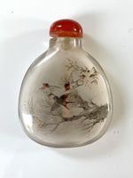 Snuff Bottle China 19 Jh. Glas polychromer Innenmalerei
