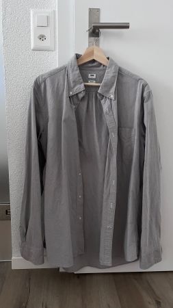 Herren Oxford Hemd UNIQLO Grösse L Grau Baumwolle