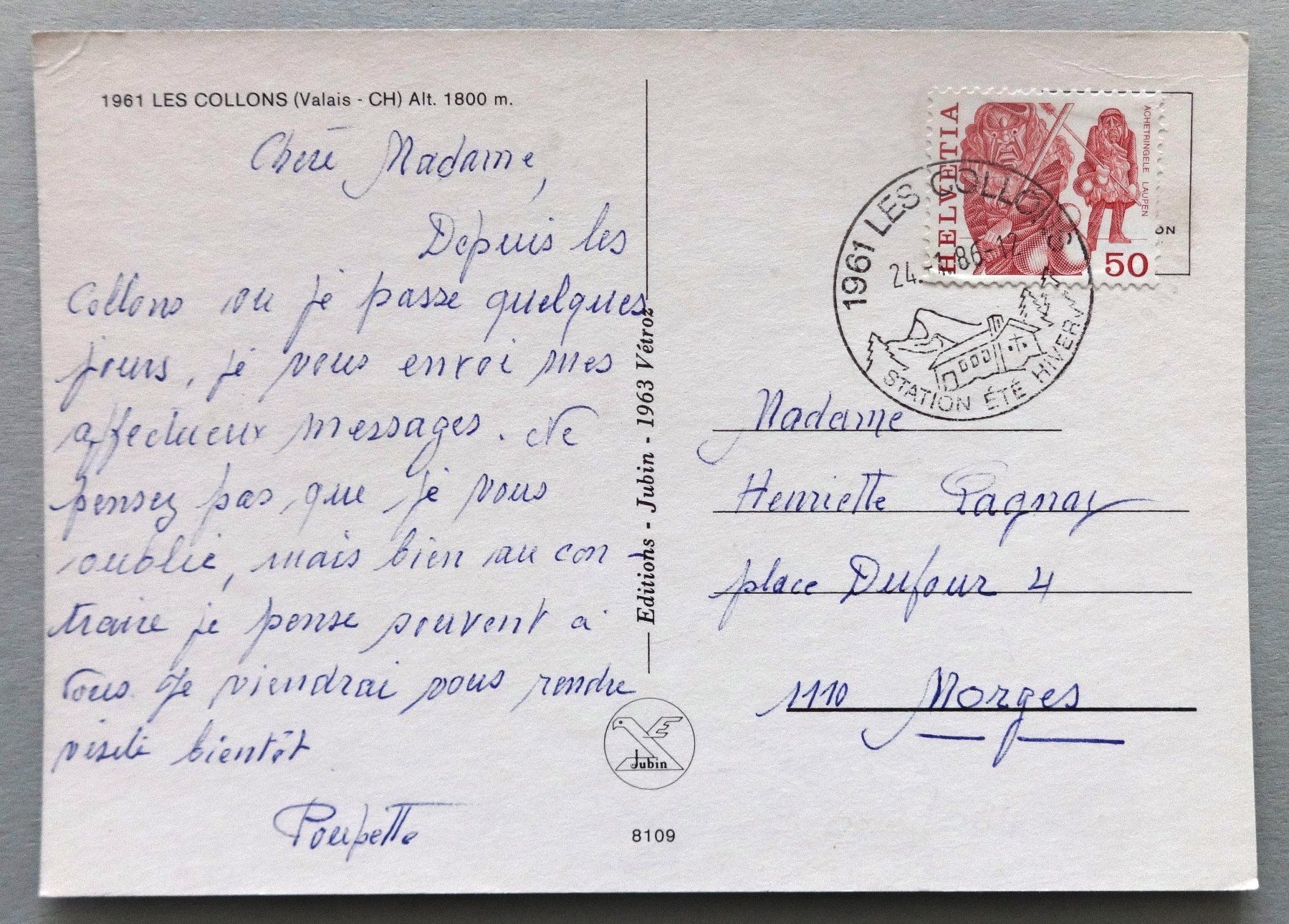 Cartes postales: Les Collons, Alt. 1800 m – D'occasion à Fétigny par Billy2miny 1