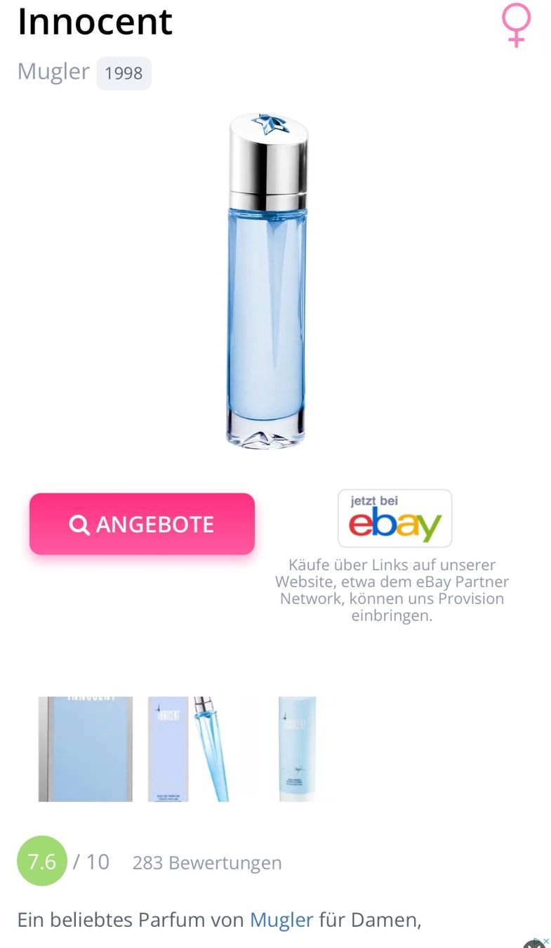 Mugler Profumi & Eau de Toilette: Mugler Innocent Rarität - EDP - Duftprobe 2ML – Usato da Zürich venduto da deruja 2