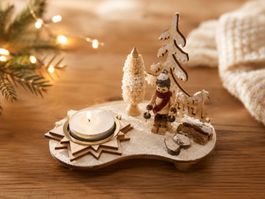 Handarbeit Teelicht Weihnachten Holz