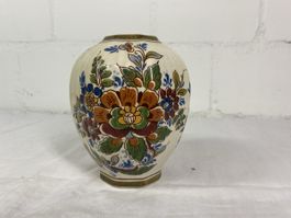 Vintage Keramik Vase mit Blumenmuster - Handbemalt!