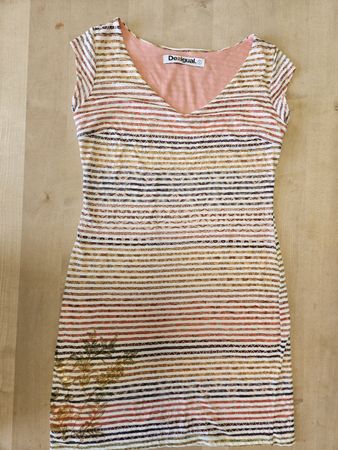 Desigual Sommerkleid Gr S gestreift mit Gold-Print ☀️👗