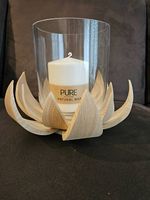 Holz Windlicht Lotus Kerzenhalter Deko