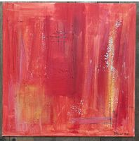 Abstraktes Acrylbild auf Leinwand (rot/orange) mit Struktur