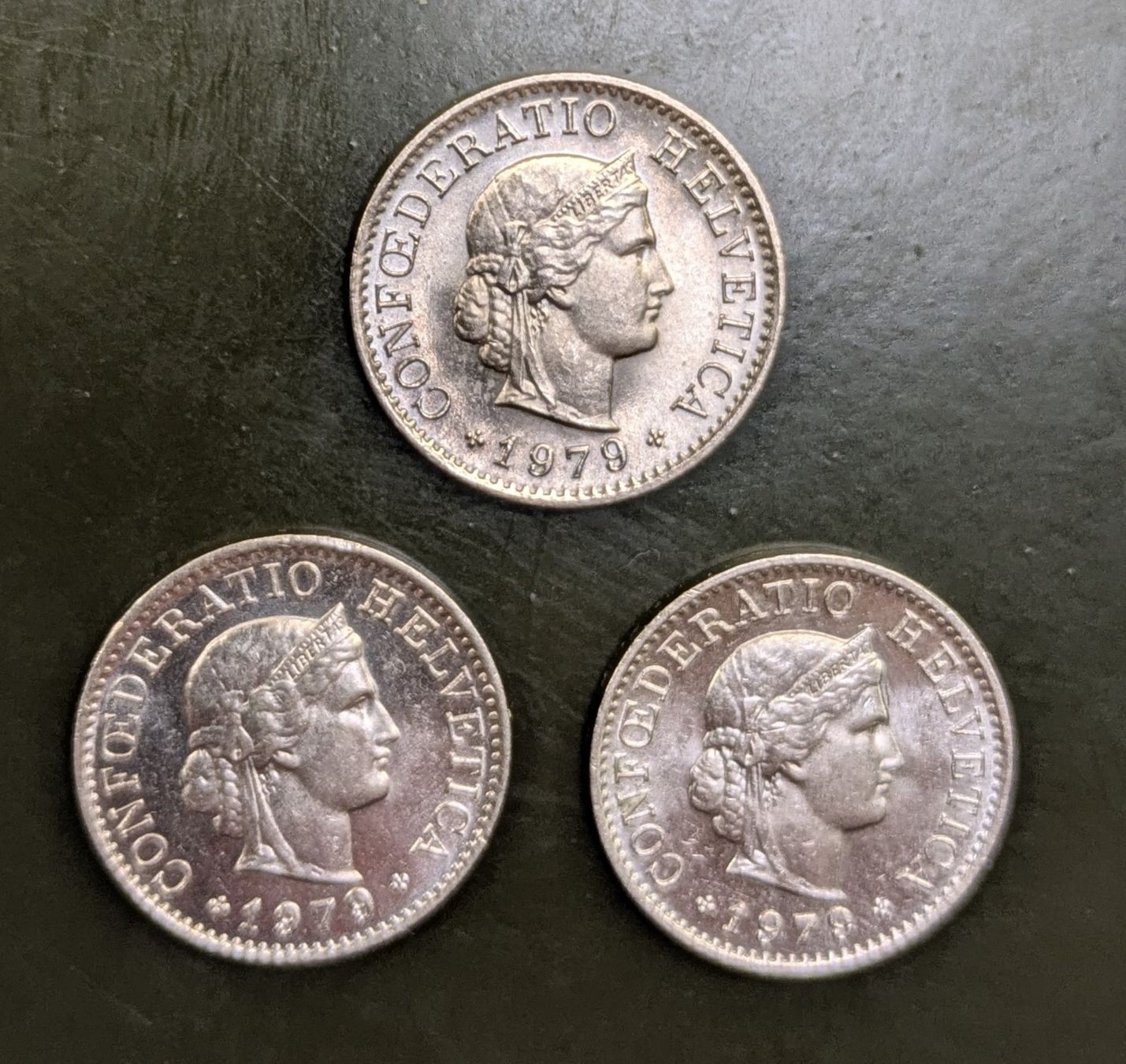 Alle Münzen: 3 x 5 Rappen 1979 vz – Gebraucht aus Zetzwil von Spitz70