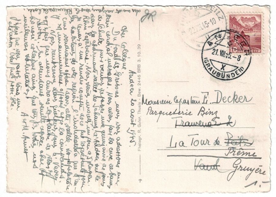 Cartoline postali: Splügen, gelaufen 1945 – Usato da Frauenfeld venduto da POML 1