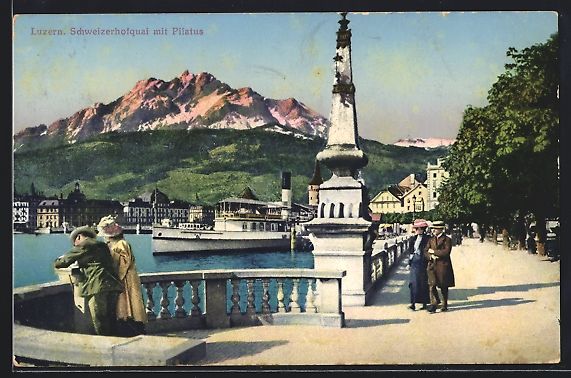 Cartoline postali: AK Luzern, Schweizerhofquai mit Pilatus – Usato da Berlin venduto da bartko-reher
